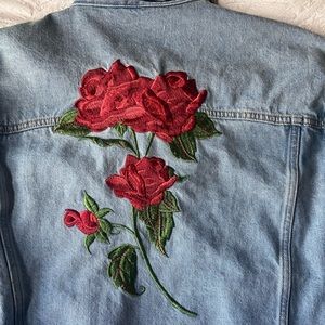 Aritzia embroidered rose jacket
